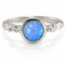 Sterling Silver Round Opalite Organic Ring