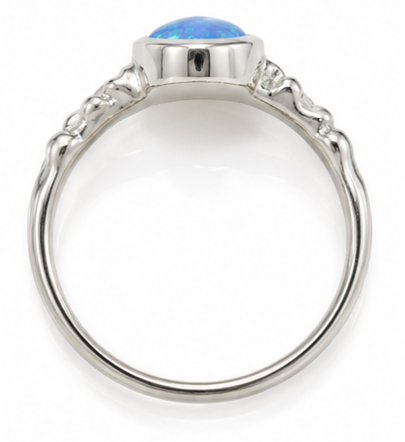Sterling Silver Round Opalite Organic Ring
