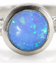 Sterling Silver Round Opalite Organic Ring