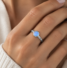 Sterling Silver Round Opalite Organic Ring