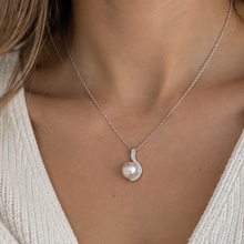 Diamonfire Sterling Silver Pearl & Cubic Zirconia Half Halo Pendant