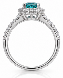 Diamonfire Sterling Silver Paraiba CZ Oval Halo Ring