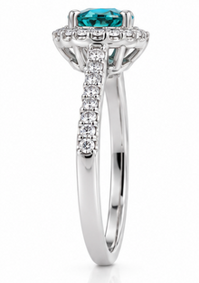 Diamonfire Sterling Silver Paraiba CZ Oval Halo Ring
