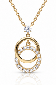 Diamonfire Sterling Silver Gold-Plated CZ Interlinked Circle Necklace