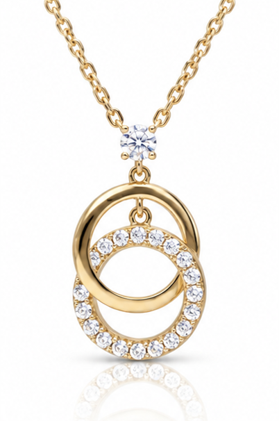 Diamonfire Sterling Silver Gold-Plated CZ Interlinked Circle Necklace