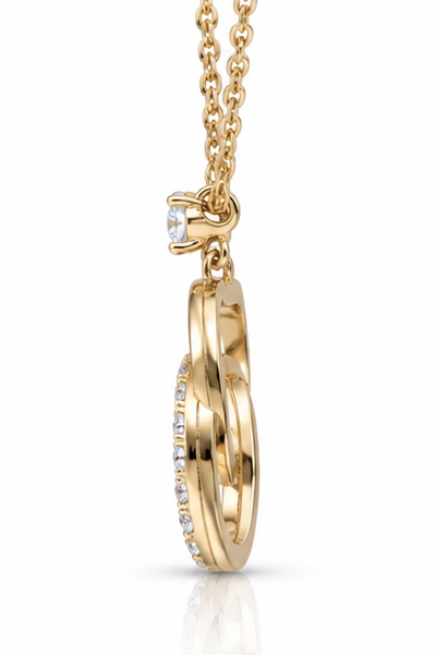Diamonfire Sterling Silver Gold-Plated CZ Interlinked Circle Necklace