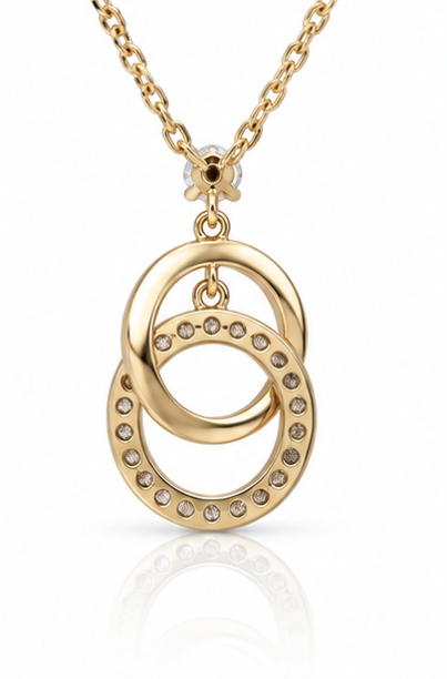 Diamonfire Sterling Silver Gold-Plated CZ Interlinked Circle Necklace