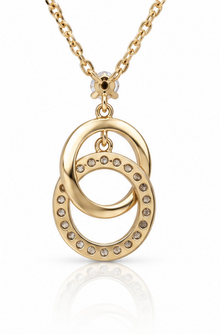 Diamonfire Sterling Silver Gold-Plated CZ Interlinked Circle Necklace