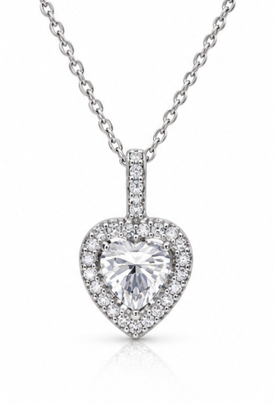 Diamonfire Sterling Silver 1.13ct CZ Pavé Heart Pendant