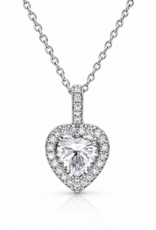 Diamonfire Sterling Silver 1.13ct CZ Pavé Heart Pendant