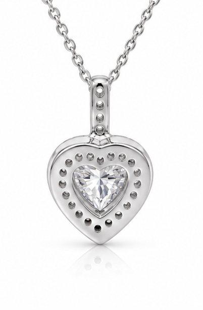 Diamonfire Sterling Silver 1.13ct CZ Pavé Heart Pendant