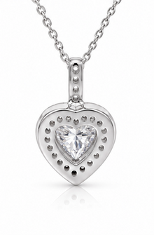 Diamonfire Sterling Silver 1.13ct CZ Pavé Heart Pendant