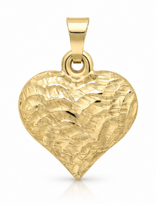Elements Gold 9ct Yellow Gold Ripple Texture Heart Pendant