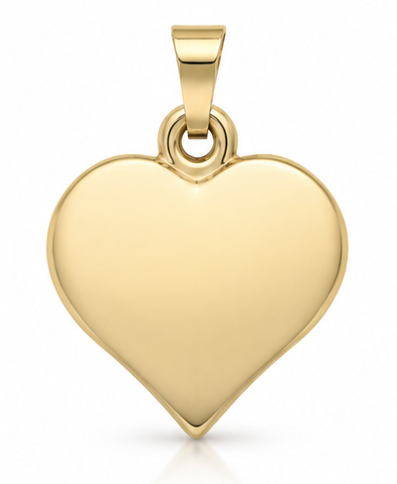 Elements Gold 9ct Yellow Gold Ripple Texture Heart Pendant