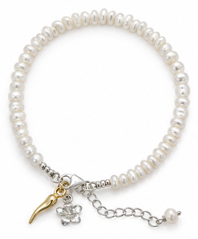 Banyan Sterling Silver Freshwater Pearl Charm Bracelet