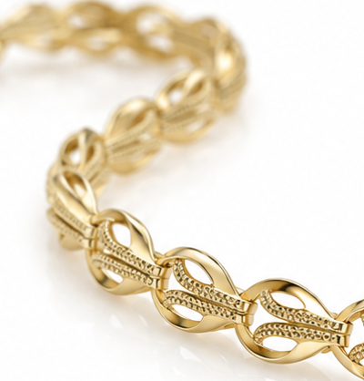 Gold 9ct Yellow Gold Stampato Link Bracelet 19cm