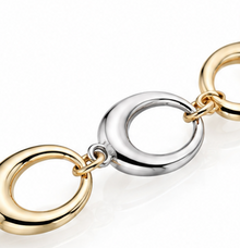 Gold 9ct Yellow & White Gold Oval Link Bracelet 19cm