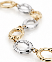 Gold 9ct Yellow & White Gold Oval Link Bracelet 19cm