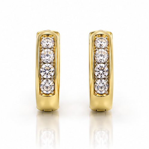 9ct Yellow Gold Cubic Zirconia Huggie Hoop Earrings