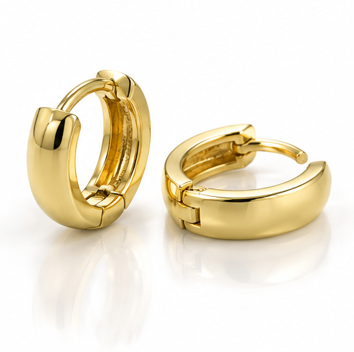 9ct Yellow Gold Cubic Zirconia Huggie Hoop Earrings