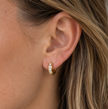 9ct Yellow Gold Cubic Zirconia Huggie Hoop Earrings