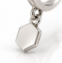9ct White Gold Hexagon Charm Hoop Earrings