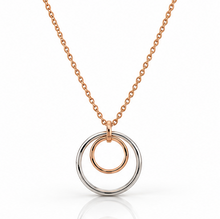 9ct Rose & White Gold Double Circle Necklace 18"