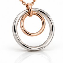 9ct Rose & White Gold Double Circle Necklace 18"