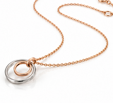9ct Rose & White Gold Double Circle Necklace 18"