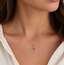 9ct Rose & White Gold Double Circle Necklace 18"
