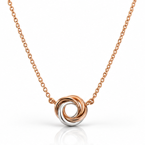 9ct Rose & White Gold Love Knot Necklace 18"