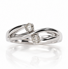 9ct White Gold 0.11ct Diamond Two Stone Crossover Ring