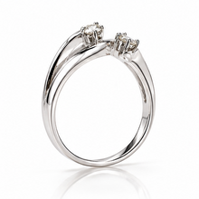 9ct White Gold 0.11ct Diamond Two Stone Crossover Ring