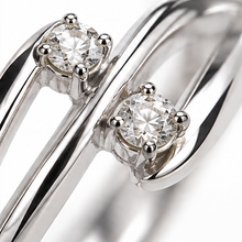 9ct White Gold 0.11ct Diamond Two Stone Crossover Ring