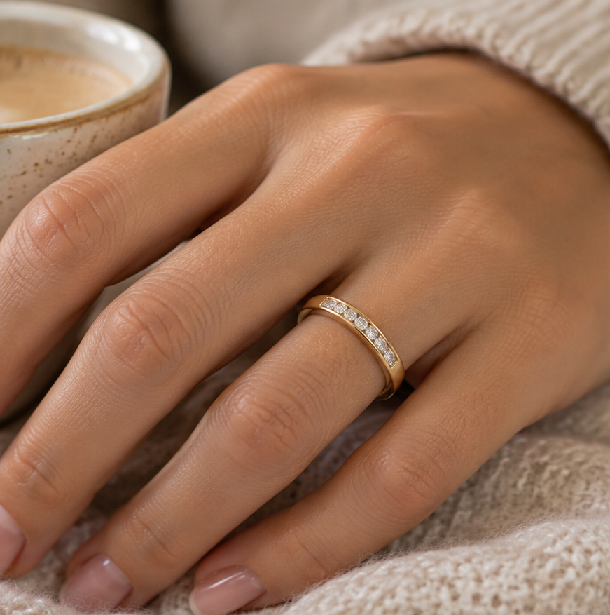 9ct Yellow Gold 0.25ct Diamond Half Eternity Ring