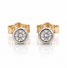 9ct Gold Diamond Rubover Stud Earrings