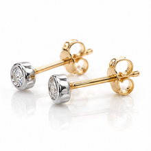 9ct Gold Diamond Rubover Stud Earrings