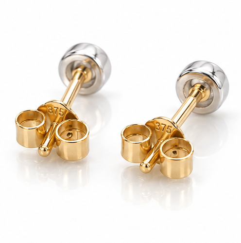 9ct Gold Diamond Rubover Stud Earrings