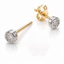 9ct Gold Diamond Rubover Stud Earrings