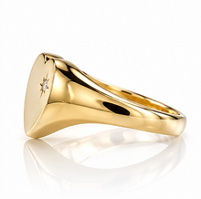 9ct Yellow Gold Diamond Heart Signet Ring