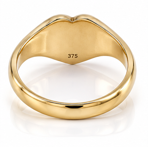 9ct Yellow Gold Diamond Heart Signet Ring