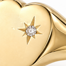 9ct Yellow Gold Diamond Heart Signet Ring