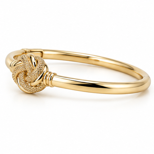 9ct Yellow Gold Feature Knot Hinged Bangle