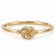 9ct Yellow Gold Feature Knot Hinged Bangle
