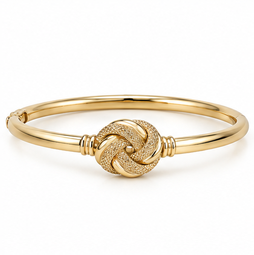 9ct Yellow Gold Feature Knot Hinged Bangle