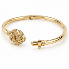 9ct Yellow Gold Feature Knot Hinged Bangle