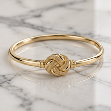 9ct Yellow Gold Feature Knot Hinged Bangle