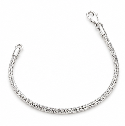 Sterling Silver Foxtail Bead Charm Bracelet