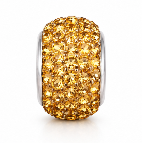 Sterling Silver Yellow Crystal Bead Charm