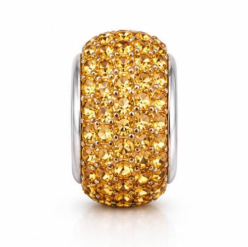 Sterling Silver Yellow Crystal Bead Charm